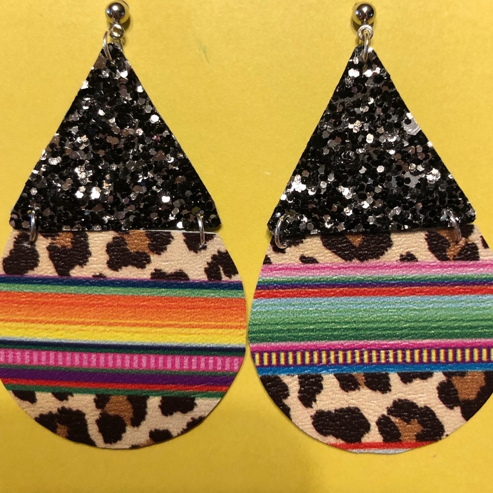 Layered leather earrings